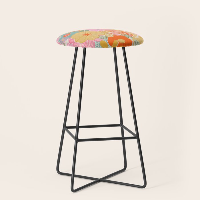 60's Retro Floral Stool Gallery Image 1