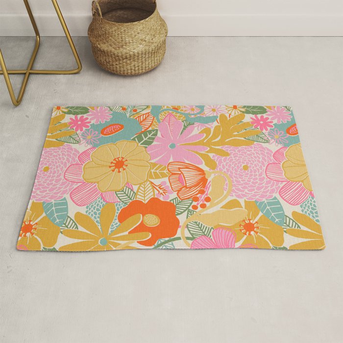 60's Retro Floral Rug Gallery Image 1