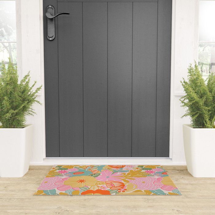60's Retro Floral Welcome Mat Gallery Image 3