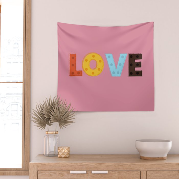 Happy LOVE - typography Wall Tapestry Gallery Image 2