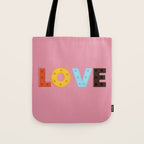 Happy LOVE - typography Tote Bag Gallery Image 1