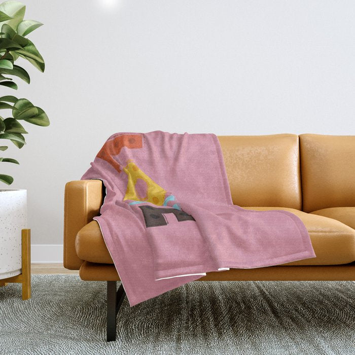 Happy LOVE - typography Throw Blanket Gallery Image 1