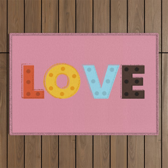 Happy LOVE - typography Outdoor Rug Gallery Image 1