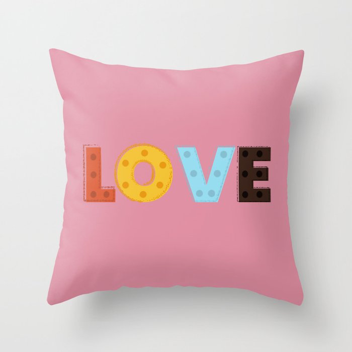 Happy LOVE - typography Throw Pillow Gallery Image 1