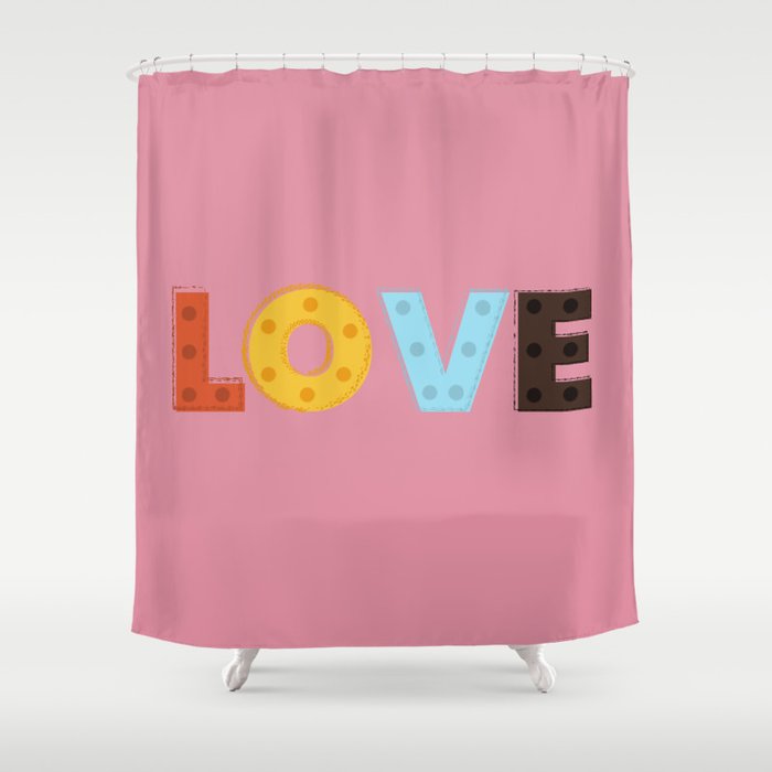Happy LOVE - typography Shower Curtain Gallery Image 1