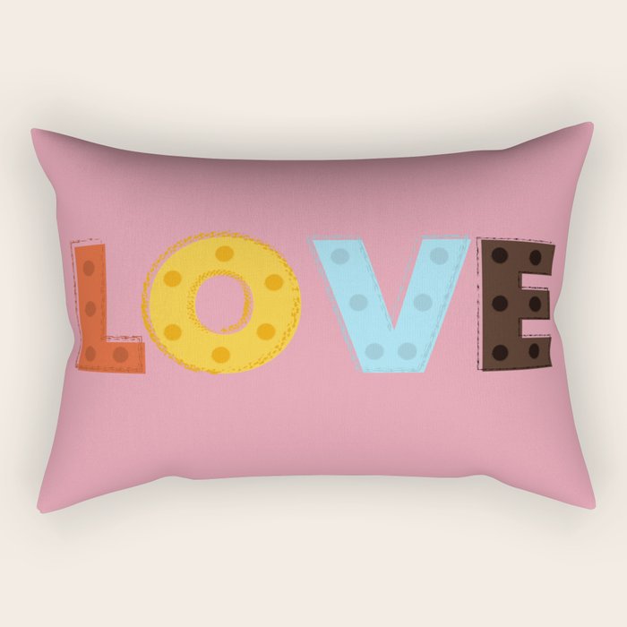 Happy LOVE - typography Rectangular Pillow Gallery Image 1