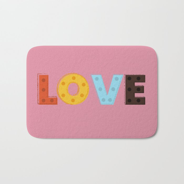 Happy LOVE - typography Bath Mat Gallery Image 1