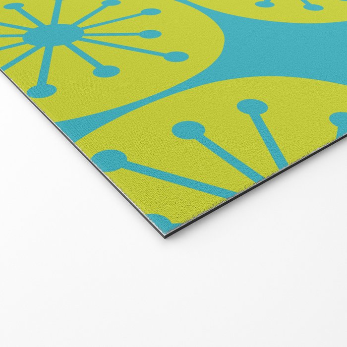 Mid Century Modern Atomic Dots Retro Pattern Lime Turquoise Welcome Mat Gallery Image 2