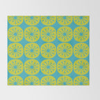 Mid Century Modern Atomic Dots Retro Pattern Lime Turquoise Throw Blanket Gallery Image 2