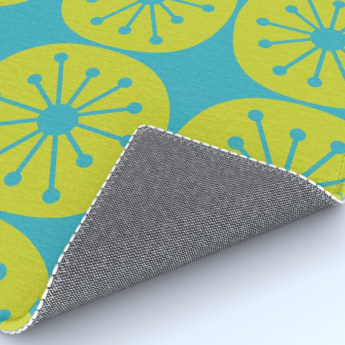 Mid Century Modern Atomic Dots Retro Pattern Lime Turquoise Rug Gallery Image 4