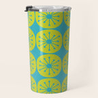Mid Century Modern Atomic Dots Retro Pattern Lime Turquoise Travel Mug Gallery Image 3