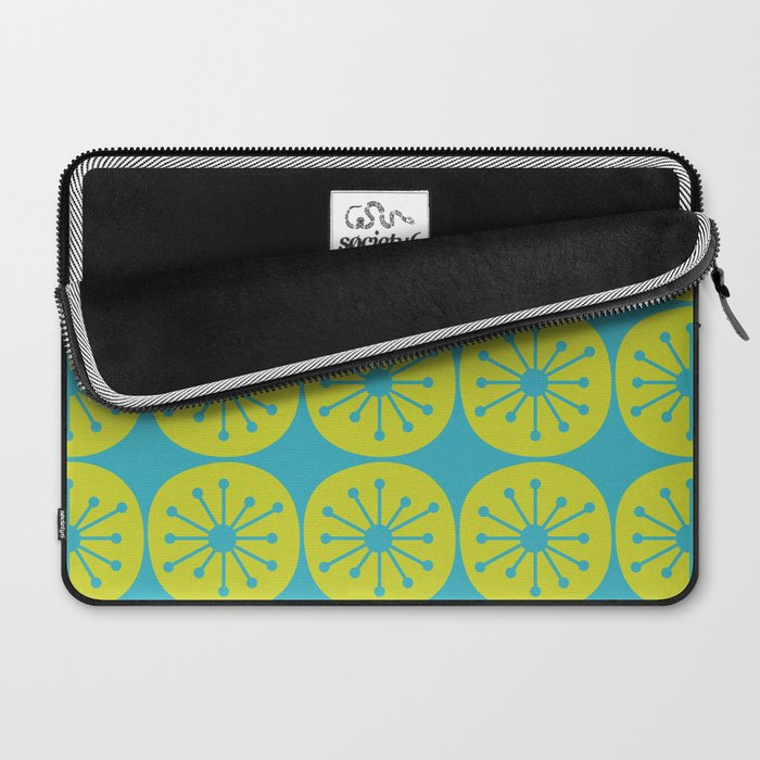 Mid Century Modern Atomic Dots Retro Pattern Lime Turquoise Laptop Sleeve Gallery Image 2