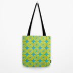 Mid Century Modern Atomic Dots Retro Pattern Lime Turquoise Tote Bag Gallery Image 2