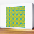 Mid Century Modern Atomic Dots Retro Pattern Lime Turquoise Wall Mural Gallery Image 2