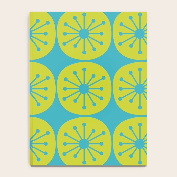 Mid Century Modern Atomic Dots Retro Pattern Lime Turquoise Notebook Gallery Image 4