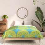 Mid Century Modern Atomic Dots Retro Pattern Lime Turquoise Comforter Gallery Image 3