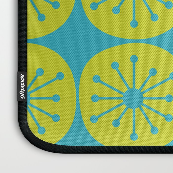 Mid Century Modern Atomic Dots Retro Pattern Lime Turquoise Laptop Sleeve Gallery Image 3