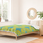 Mid Century Modern Atomic Dots Retro Pattern Lime Turquoise Duvet Cover Gallery Image 2