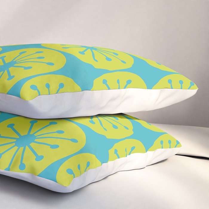 Mid Century Modern Atomic Dots Retro Pattern Lime Turquoise Pillow Sham Gallery Image 3