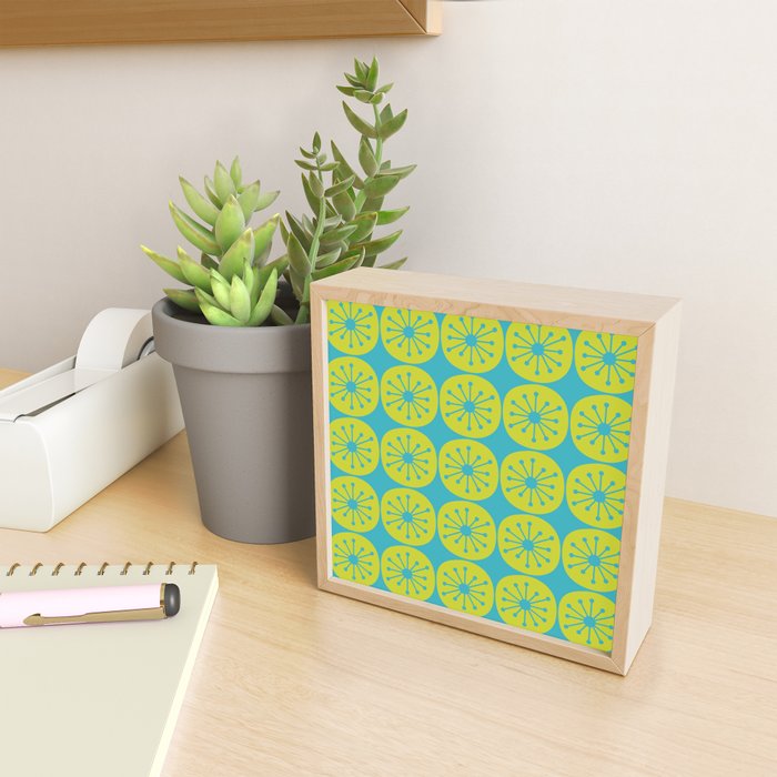 Mid Century Modern Atomic Dots Retro Pattern Lime Turquoise Mini Art Print Gallery Image 2