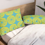 Mid Century Modern Atomic Dots Retro Pattern Lime Turquoise Pillow Sham Gallery Image 2