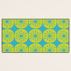 Mid Century Modern Atomic Dots Retro Pattern Lime Turquoise Desk Mat Gallery Image 3