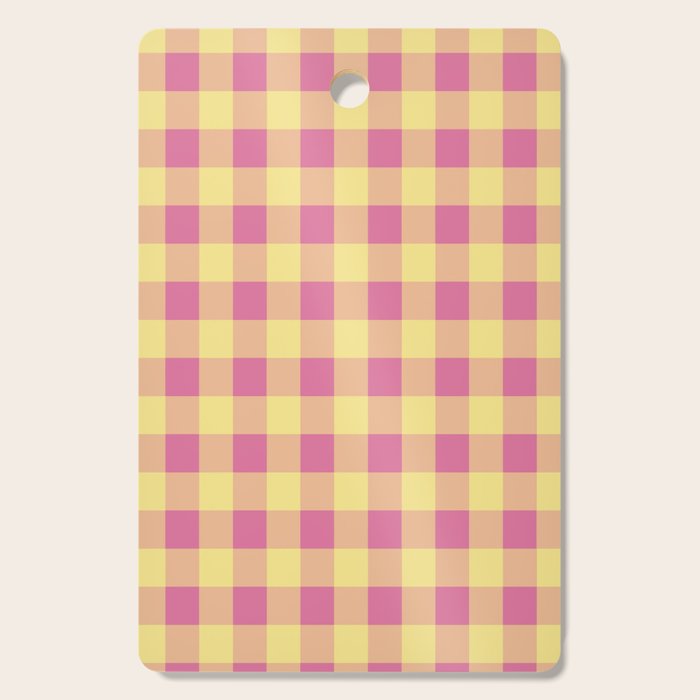 Gingham Large Pink Orange Yellow Cutting Board Gallery Image 1
