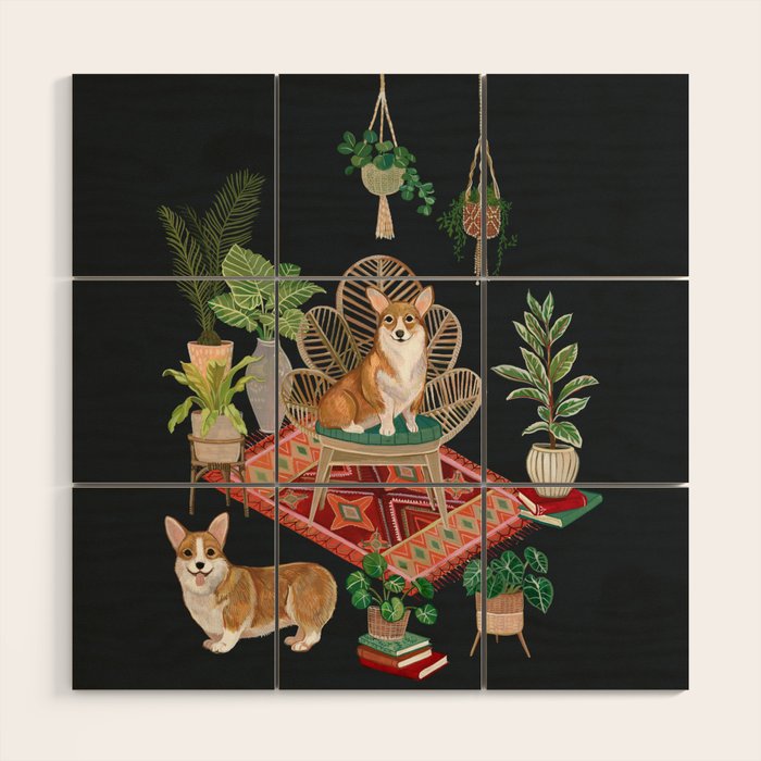 Corgis living room Wood Wall Art Gallery Image 1
