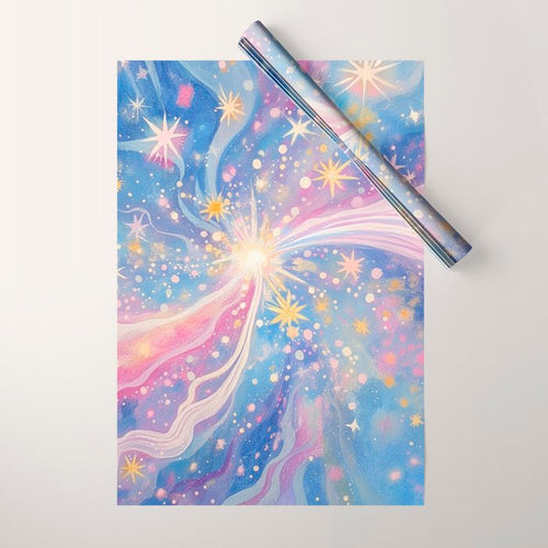 Celestial Burst In Pastel Galaxy Ethereal Starry Night Sky Wrapping Paper Gallery Image 1