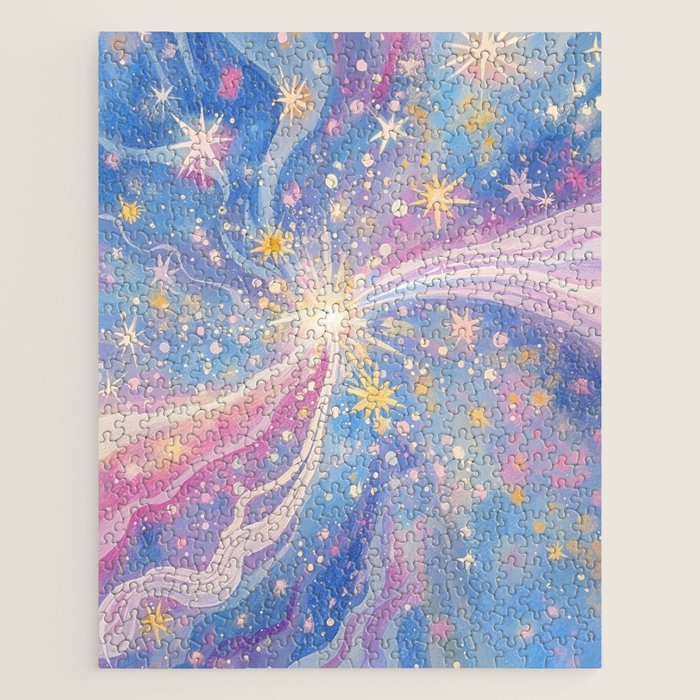 Celestial Burst in Pastel Galaxy Ethereal Starry Night Sky Jigsaw Puzzle Gallery Image 1