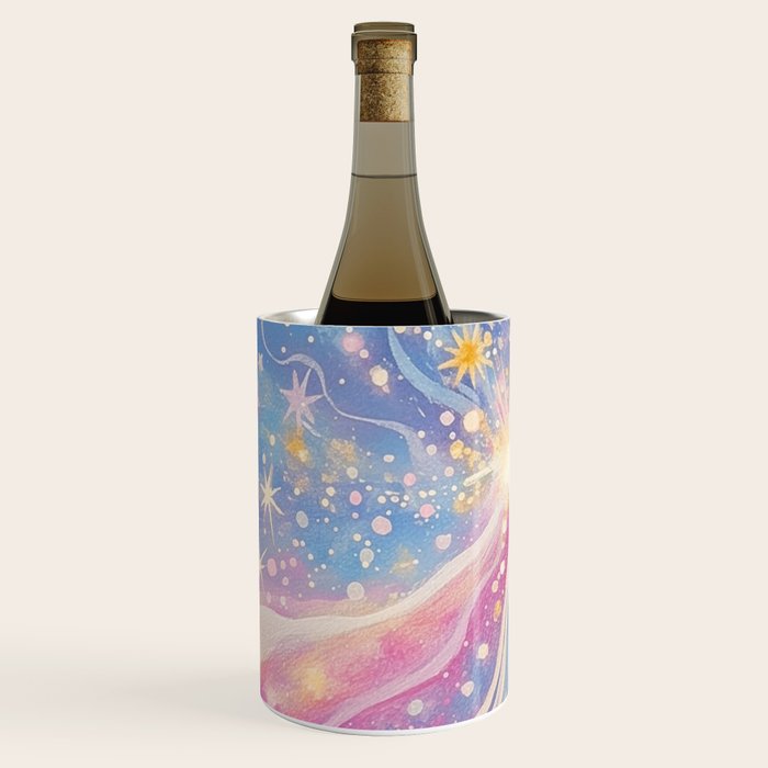 Celestial Burst in Pastel Galaxy Ethereal Starry Night Sky Wine Chiller Gallery Image 2