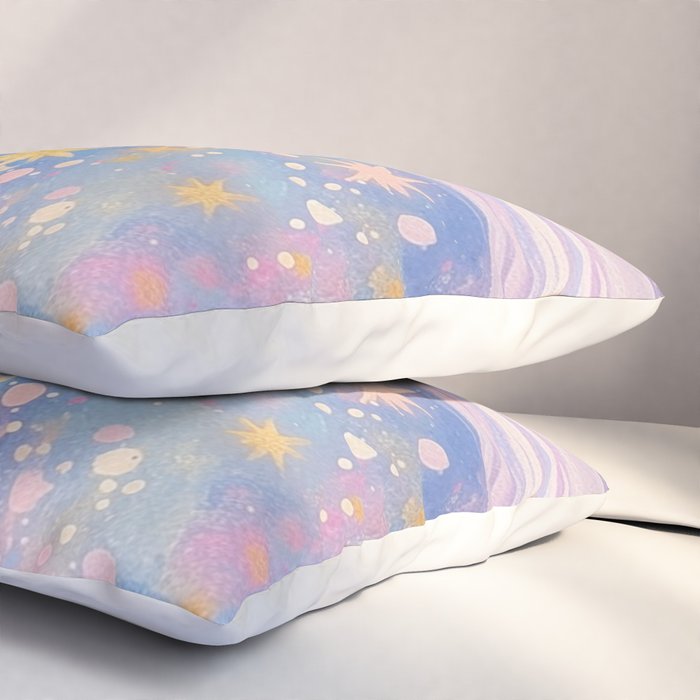 Celestial Burst in Pastel Galaxy Ethereal Starry Night Sky Pillow Sham Gallery Image 3