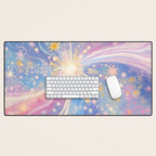 Celestial Burst in Pastel Galaxy Ethereal Starry Night Sky Desk Mat Gallery Image 1