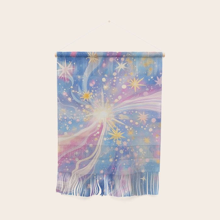 Celestial Burst in Pastel Galaxy Ethereal Starry Night Sky Wall Hanging Gallery Image 1