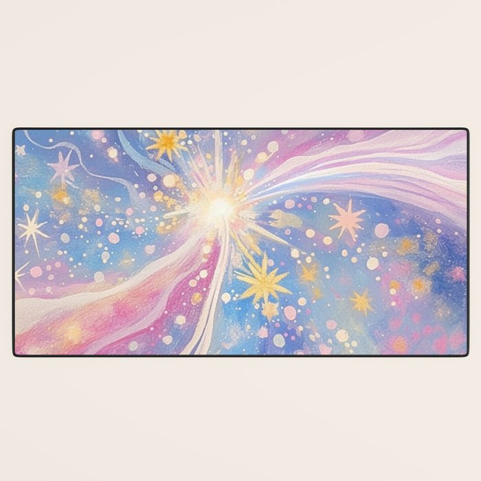 Celestial Burst in Pastel Galaxy Ethereal Starry Night Sky Desk Mat Gallery Image 3