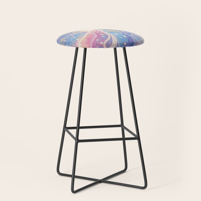 Celestial Burst in Pastel Galaxy Ethereal Starry Night Sky Stool Gallery Image 1