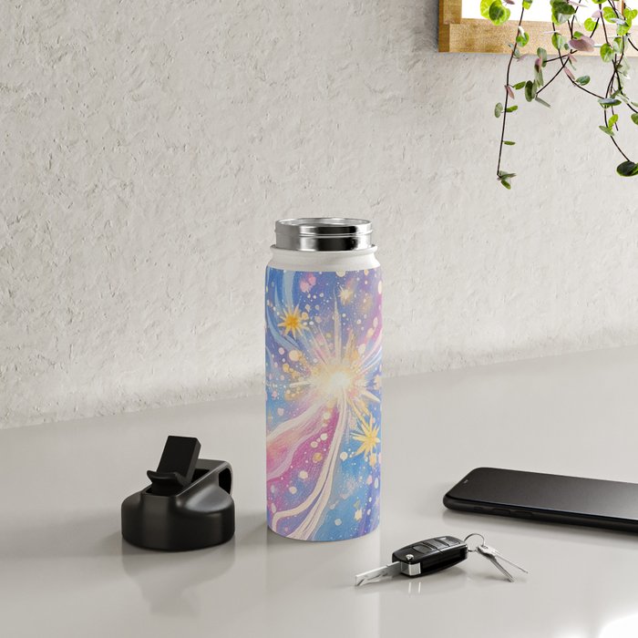 Celestial Burst in Pastel Galaxy Ethereal Starry Night Sky Water Bottle Gallery Image 4