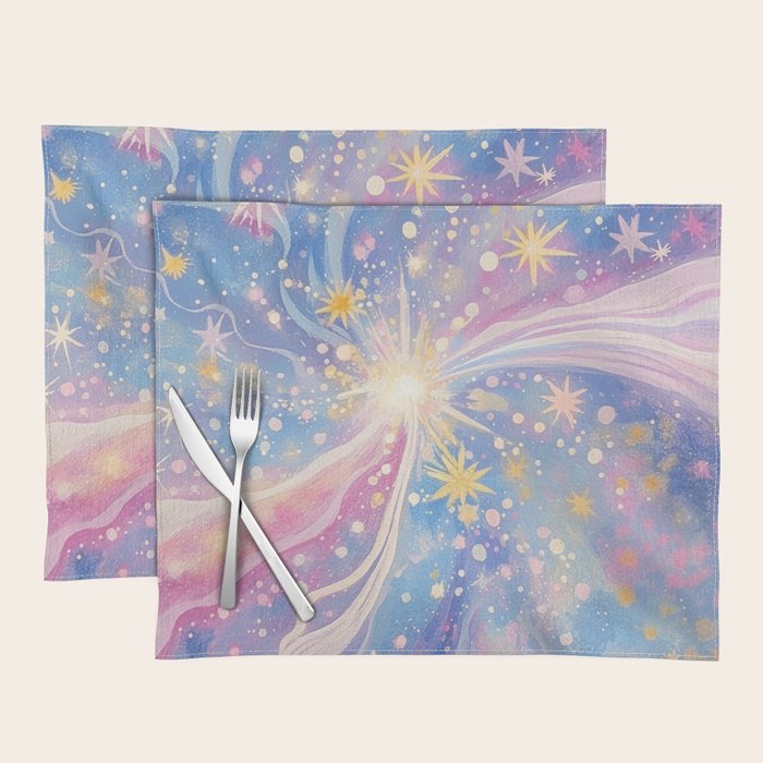 Celestial Burst in Pastel Galaxy Ethereal Starry Night Sky Placemat Gallery Image 1