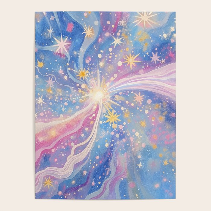 Celestial Burst in Pastel Galaxy Ethereal Starry Night Sky Poster Gallery Image 4
