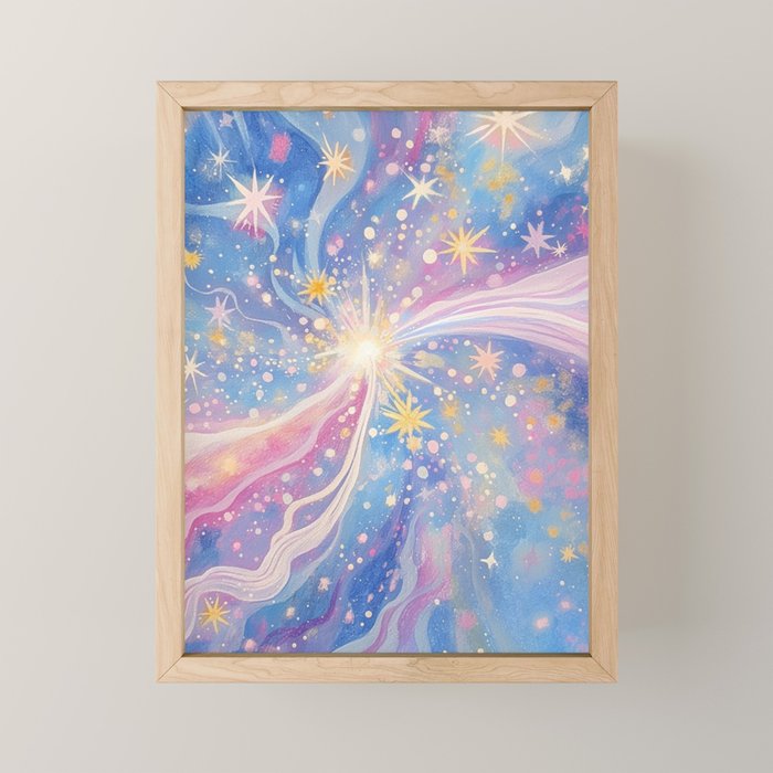 Celestial Burst in Pastel Galaxy Ethereal Starry Night Sky Mini Art Print Gallery Image 1