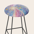 Celestial Burst in Pastel Galaxy Ethereal Starry Night Sky Stool Gallery Image 2