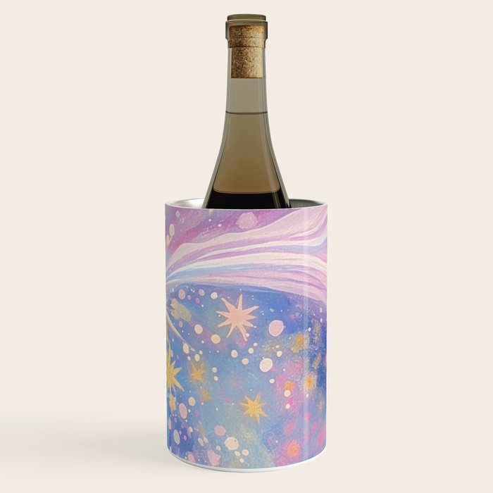 Celestial Burst in Pastel Galaxy Ethereal Starry Night Sky Wine Chiller Gallery Image 3