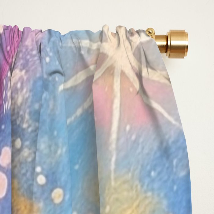 Celestial Burst in Pastel Galaxy Ethereal Starry Night Sky Window Curtain Gallery Image 2