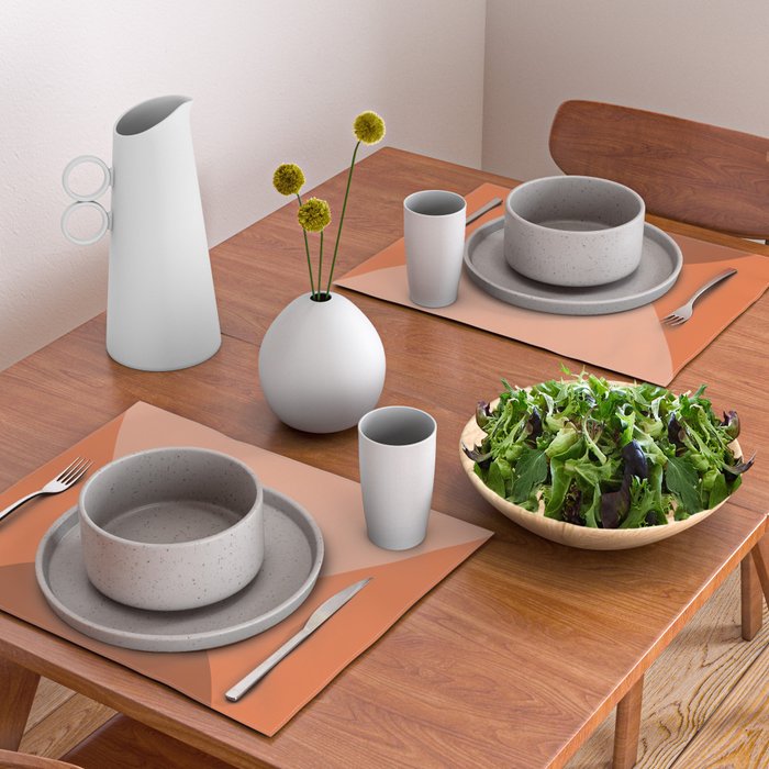 Only Connect - Orange Clay Blush Minimalist Mid-Century Modern Abstract Placemat Gallery Image 2