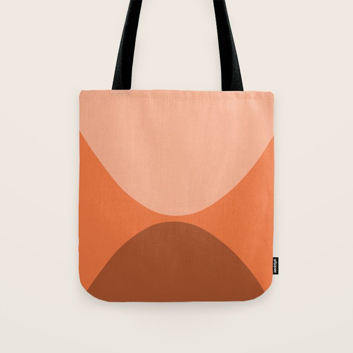 Only Connect - Orange Clay Blush Minimalist Mid-Century Modern Abstract Tote Bag Gallery Image 1