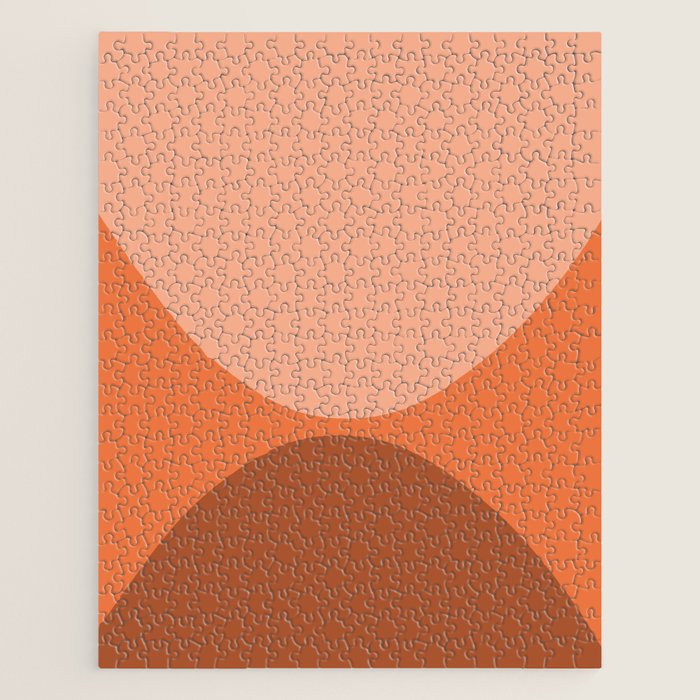 Only Connect - Orange Clay Blush Minimalist Mid-Century Modern Abstract Jigsaw Puzzle Gallery Image 1