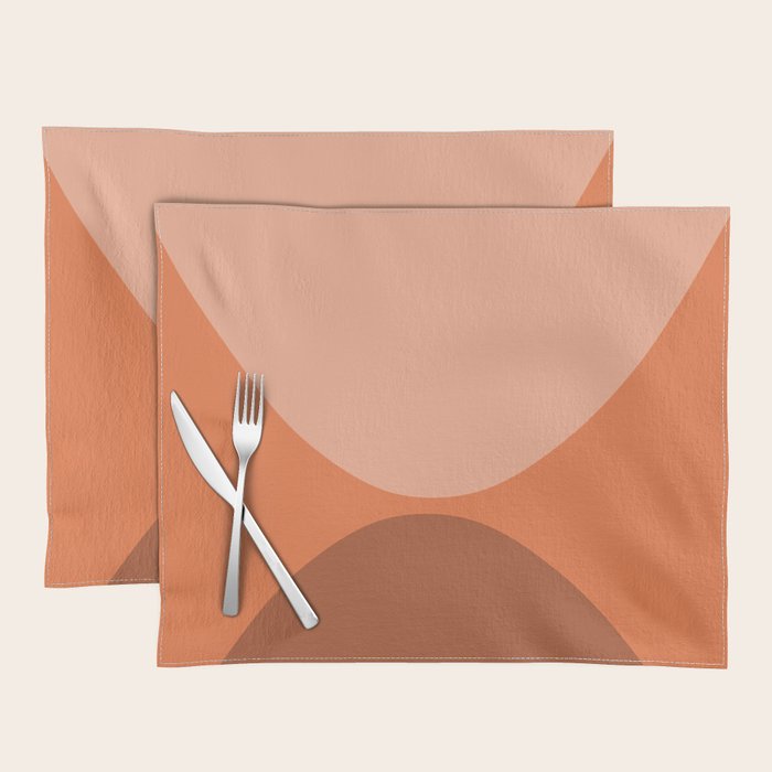 Only Connect - Orange Clay Blush Minimalist Mid-Century Modern Abstract Placemat Gallery Image 1