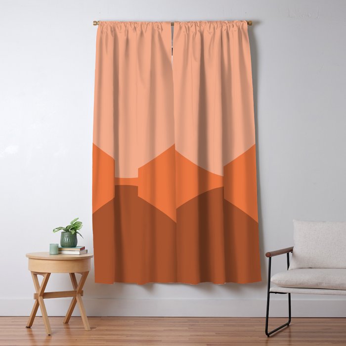 Only Connect - Orange Clay Blush Minimalist Mid-Century Modern Abstract Window Curtain Gallery Image 5