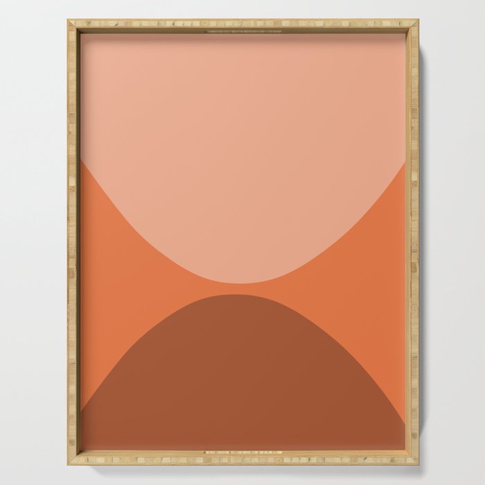 Only Connect - Orange Clay Blush Minimalist Mid-Century Modern Abstract Serving Tray Gallery Image 1