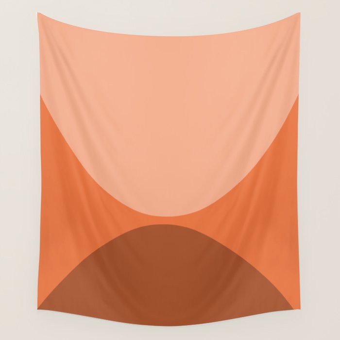 Only Connect - Orange Clay Blush Minimalist Mid-Century Modern Abstract Wall Tapestry Gallery Image 1